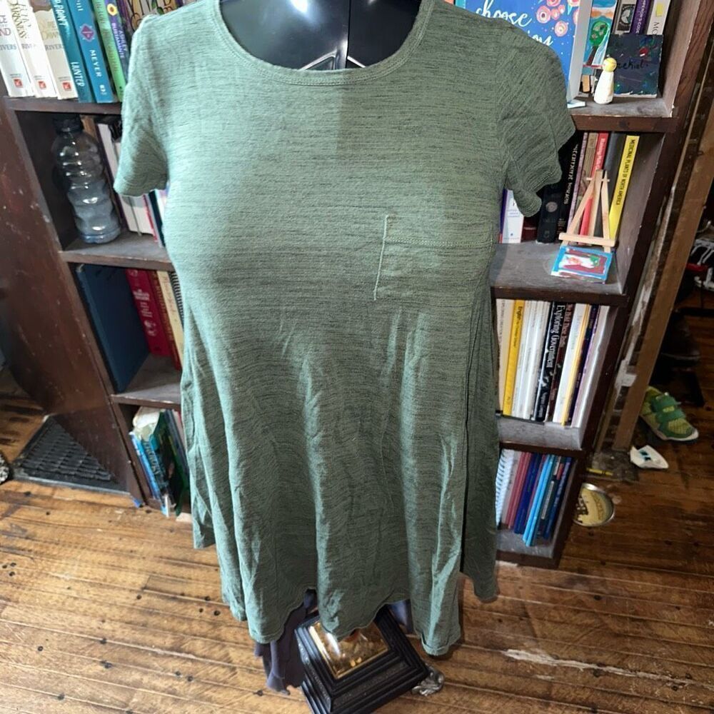 Lularoe army green heathered XXS high low comfortable dress